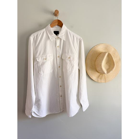 J.Crew | NWT Men's Linen-cotton blend twill workshirt in White | Sz M - Picture 2 of 11